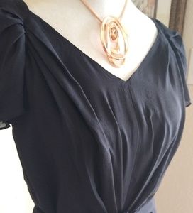 🌺 NWT Talbot's Silk Belted Black Dress